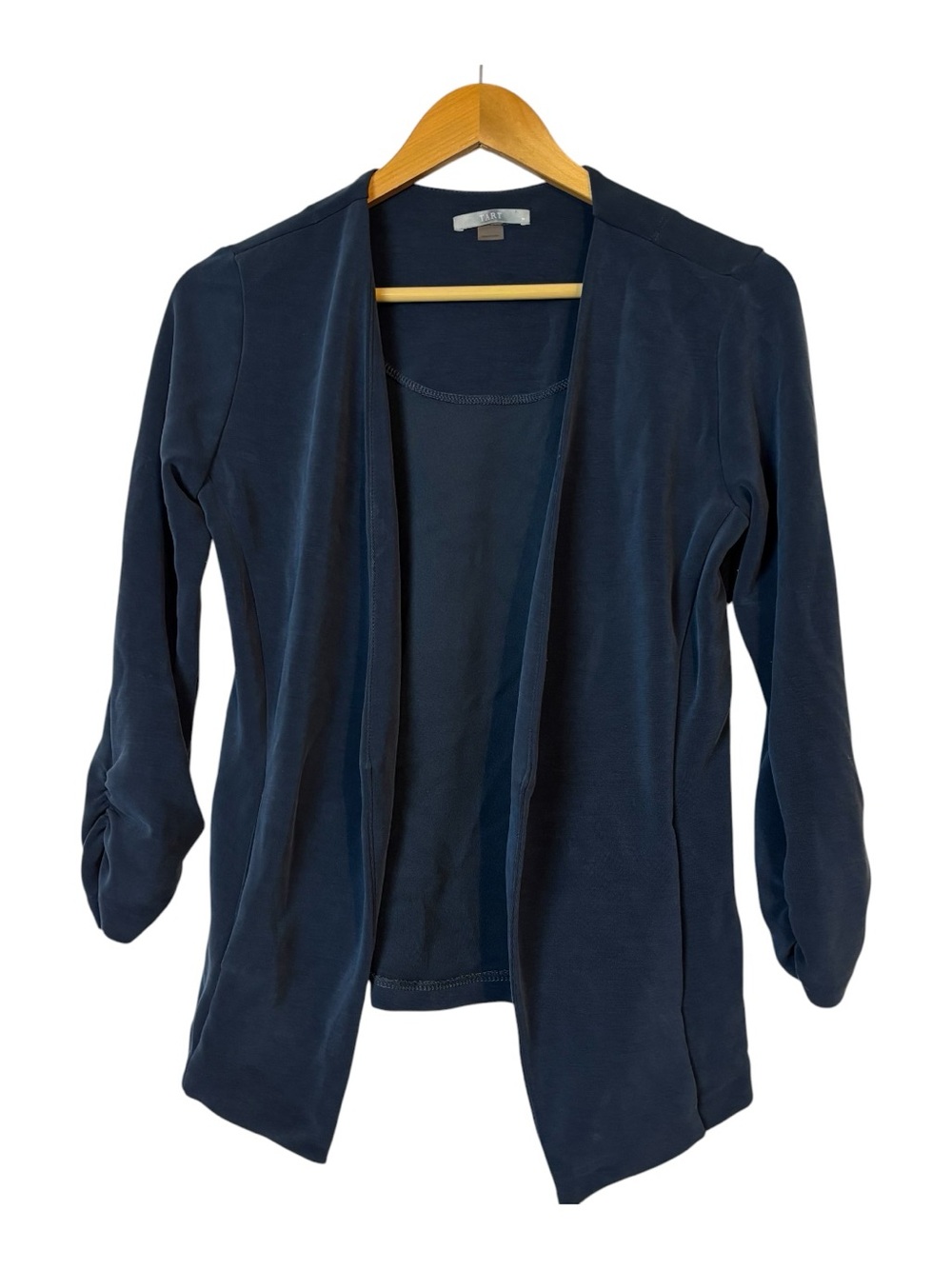 Tart cardigan blazer pen-front ruched sleeve Navy modal blend women’s size M